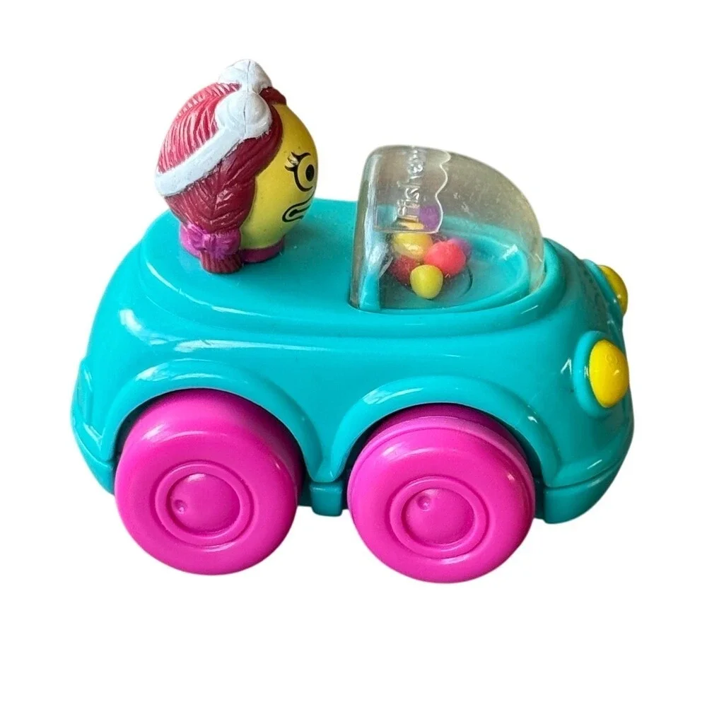 Fisher-Price Vintage Car‎ Toy Rolling Wheels Rattle Beads Girl Pilot 1996
